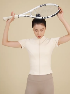 Yoga Shirt Zipped Woman Jacket Short Sleeve Yoga Top