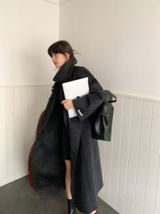 Ada Miss Old Money Style Large Lapel Profile Heattech Full Wool Coat Loose Slim Looking Large Coat Female Winter New Arrival