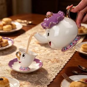 Beauty and The Beast Teapot Mug Set Cartoon Cute Ins Style Coffee Cup & Tea Cup Home Decor Ornament Gift