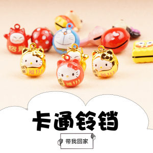 Cartoon Paint Bell Kitty Dog Bell Cute Pet Little Bell Shape Necklace Teddy Ornament Pendant Send Red Rope