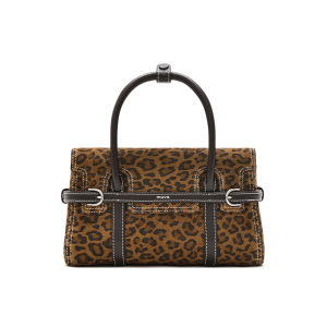 muva | Retro Leopard Print Small Square Bag Genuine Leather Crossbody