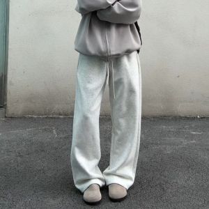 plus Size 300 Pounds Lazy Style Straight Leg Sweatpants Mens Casual Sports Trousers Autumn Winter New Fleece Lined Drapey Loose Fit