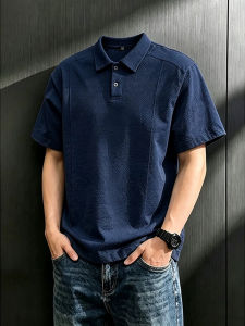 Navy Scale Texture Mens Polo Shirt