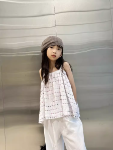 Pure Cotton Childrens White Puffy Strap Vest Thin Outerwear for Girls Summer Season Kids Adventure Brand Cotton 100% Material