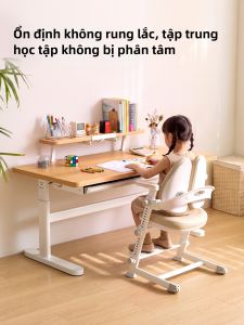 MEIHAOTONGNIAN | Bàn Học Điều Chỉnh Được Từ Gỗ Nguyên Miếng Cho Trẻ Em
