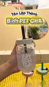 Bình nước nhựa PET CHA kèm ống hút 700ml nhựa Tân Lập Thành bình nước nhựa kiểu dáng xinh xắn