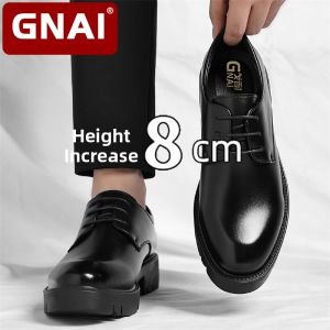 GNAI | Invisible Inner Height Increase Mens Business Formal Leather Shoes