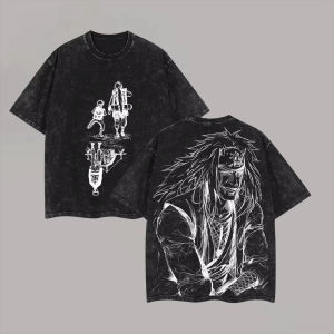 Bandai | Jiraiya T Shirt Naruto Sad Aesthetic Vintage Acid Wash Streetwear 2026 New Retro Anime Graphic Men Tees Cotton Top Clothing