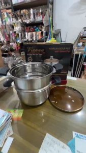 VIENNA - Panci Kukus 2 Tingkat Stainless Tutup Kaca 22cm 24cm 26cm 28cm | Panci Steamer Dandang Kukusan