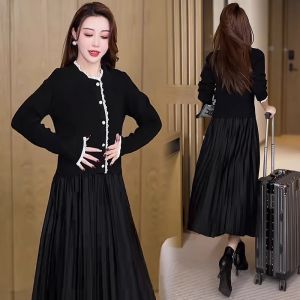 Slimming Effectiveness Floral Edge Design Womens Dress Elegant Personality Fragrance Style Commute Simple High Waist Polyester Long Sleeve A-Line Skirt
