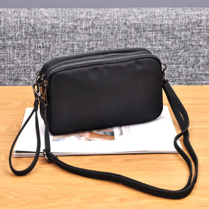 Oxford Cloth Crossbody Bag Casual Nylon Handbag Lightweight Business Coin Purse Mini Size Soft Handle Zipper Closure