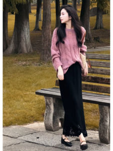 YUEZHONGWEI | Purple Round-Neck Chunky Mohair Sweater