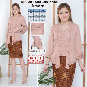 Atasan Kebaya Kutubaru Remaja Dewasa Laser Cut Amora Warna Cappucino