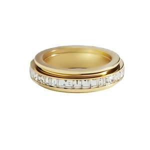 Spinner Ring with AAA Zirconia 316L Stainless Steel Mens Jewelry Anxiety Relief Fidget Rings Best Friendship Anniversary Gifts