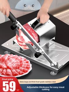 「China Plug」XIANGYOUYOU | Manual Commercial Meat Slicer for Frozen Lamb and Beef Rolls