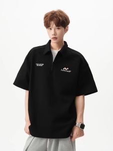 Áo Thun Polo Nam Mùa Hè Dáng Rộng Cổ Polo Khóa Kéo Tay Ngắn Dáng Rộng Thường Ngày Thời Trang Thường Ngày Chất Liệu Cotton