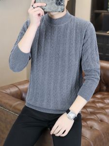 HENGYUANXIANG | Hengyuanxiang Mens Thickened Half-High Collar Fleece Winter Knitted Sweater Casual Warm One-Piece Velvet Base Layer Knitwear