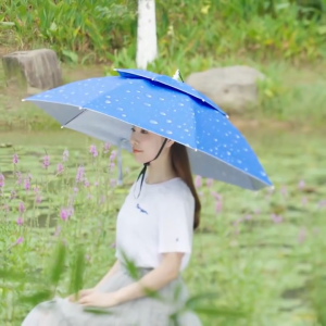🇲🇾Selangor Ready Stock Double Layer Foldable Umbrella Hat Hands Free Topi Payung Memancing Anti UV Rainproof Cap