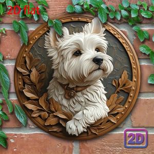 CIFbuy | West Highland Terrier Metal Aluminum Foil Sign Dog Decor for Home Office Dorm 2D Flat Art