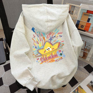 American High Street Cartoon XINGX Printed Hoodie Female Fall and Winter New Arrival Fun Graffiti Loose Velvet Hoodie Fashion