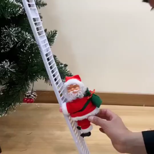 Electric Climbing Santa Claus with Music Rope Ladder Performer Santa Claus Toy Xmas Hanging Ornament