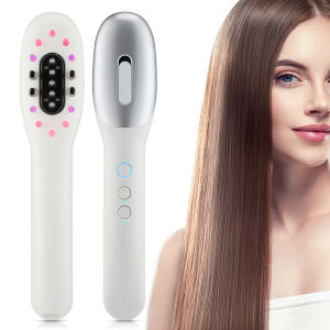 EMS RF Electric Hair Growth Comb Red Blue Light Micro-current Vibrates Scalp Head Massager Brush Anti-Hair Loss Essence Oil Scalp Applicator USB Rechargeable