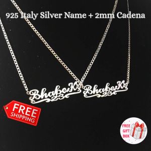 Personalized 925 Italy Silver Name Necklace | Custom Made Pendant 2MM
