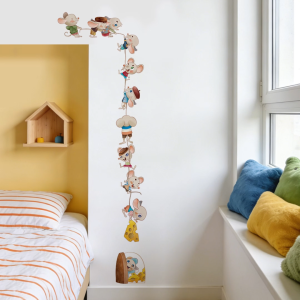 Decal dán tường cho bé Hoạt hình Chuột và Phô mai Có keo sẵn Trang trí nhà cửa dễ thương