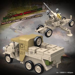 World War II Cannon Model Assembly Toy 40mm L/60 Anti-Aircraft Gun Morris CDSW 6X4 Artillery Tractor Full Crown Blocks