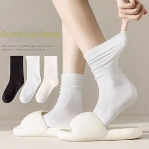 JIYAN2866 Comfortable Boneless Socks Solid Color Breathable Medium Tube Sock Soft Stack Socks