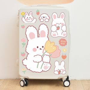 Large Waterproof Luggage Sticker Whole Sheet Cartoon Rabbit Bear Full Stick Womens Carry-On Suitcase Premium Feeling Decal