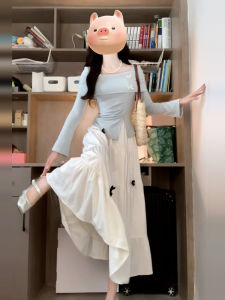 ZHENMANZI | French Style Blue Dress for Petite Figures