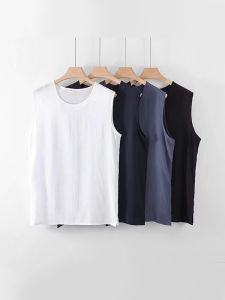 Purchase Men Vest Cotton Silk Seamless Bottoming Shirt Summer Thin Artificial Cotton Inner Wear Sports Fitness Vest Undershirt