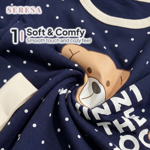 Sleepwear Women Adults Baju Tidur Wanita Soft Cotton Long Sleeve Pyjamas Set Comfortable Homewear