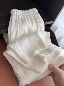 GEBOFU | High Waisted Loose Straight Cotton Linen Pants