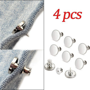 Detachable Jeans Pin Buttons Nail Sewing-free Retro Metal Buckles For DIY Clothing Garment Button Accessories [4 Pcs]