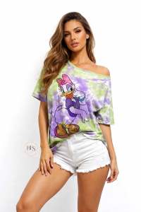 BFS Fashion Tie-Dye T-Shirt Cartoon Graphic Cotton Spandex for Men and Women Free Size (M–XL) Casual Wear Tie-dye design with cartoon graphics cotton spandex material free size fit.