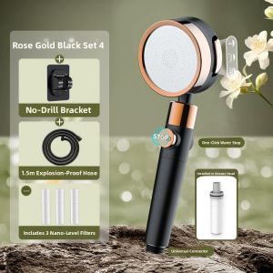 YALANDENG | 3-Stage Pressure Boosting Filter Showerhead for Home and Travel