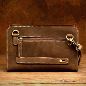 Mantime | Vintage Crazy Horse Leather Business Clutch