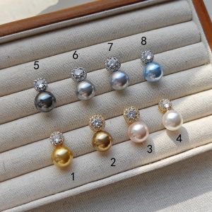 เรียบหรู S925 ต่างหูมุกเข็มเงินและเซอร์โคเนีย ผู้หญิง เครื่องประดับแฟชั่นเดินทางที่เป็นมิตรหลายสีซีรีส์