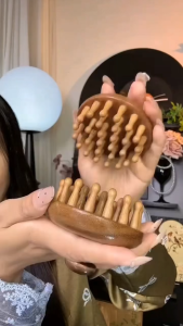 Peine De Masaje Multifuncional Para Terapia De Madera Masajeador De Cabeza Para El Cuero Cabelludo Diente Circular De Sándalo