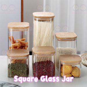 Seasoning Bottle Glass Spice Jar Square Condiment Food Storage Bekas Rempah Botol Dapur Balang Kedap Udara 玻璃罐 [D05]