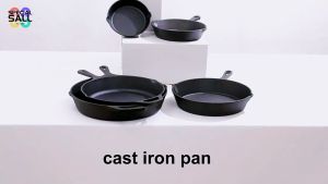 16/20/25cm Cast Iron Frying Pan Non Stick German Original Skillet Pan Steak Fried Eggs Stir-fry Wok with Handle Multi-use Kitchenware Home Use Pot "