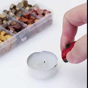 1set Wax Seal Stamp Set Vintage Lacquer Seal Melting Pot Gold Hollow Metal Sheet Solid Wood Integrated Melting Pot Wax Melting
