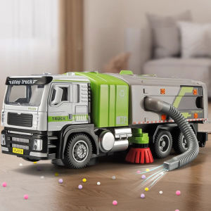 1:50 Electric Vacuum Cleaner Sweeper Garbage Truck Model Toy Alloy Diecast Light Sound Engineering Vehicle Gifts for Children
