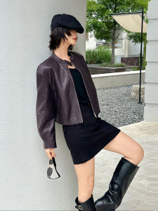 Purple American Style Large Female Personality Old Money Style Leather Jacket Womens 2025 Autumn New High-End PU Leather Jacket