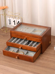 Luxurious Wooden Drawer Style Jewelry Box for Necklace And Earring Storage Simple Design Desktop Organization by Jingmu Xiyuan