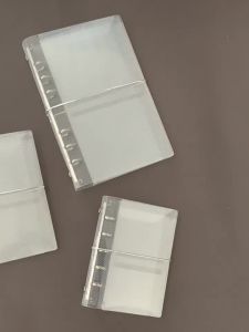 ⚑Transparent 6-Ring Binder CoverClear PVC Loose-Leaf Notebook Shell with Elastic BandA5/A6/ Refillable Binder Case