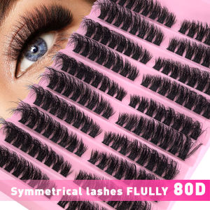 Dorisna 80D Cluster Lashes 8-16mm Thick Volume Individual False Eyelashes Fluffy DIY Lash Extensions