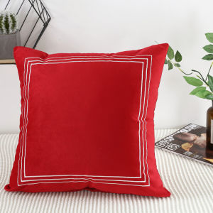 Red Velvet Pillowcase Double-Sided Living Room Office Square Non-Core Cushion Cover Modern Simplicity Style PP Cotton Filling